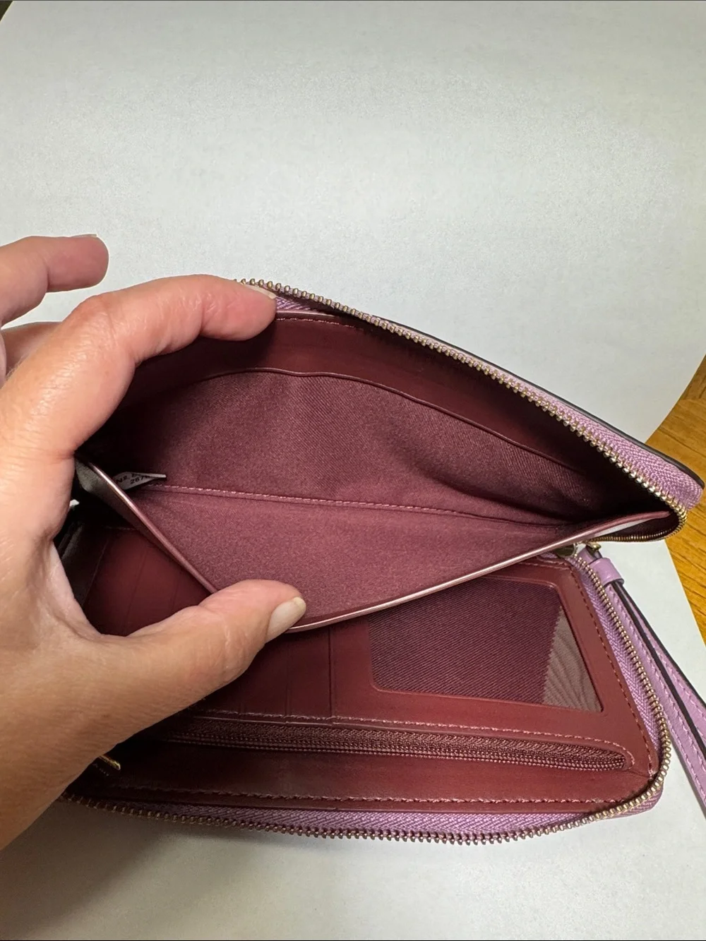 Coach Large Leather Signature Perforated Phone Wallet